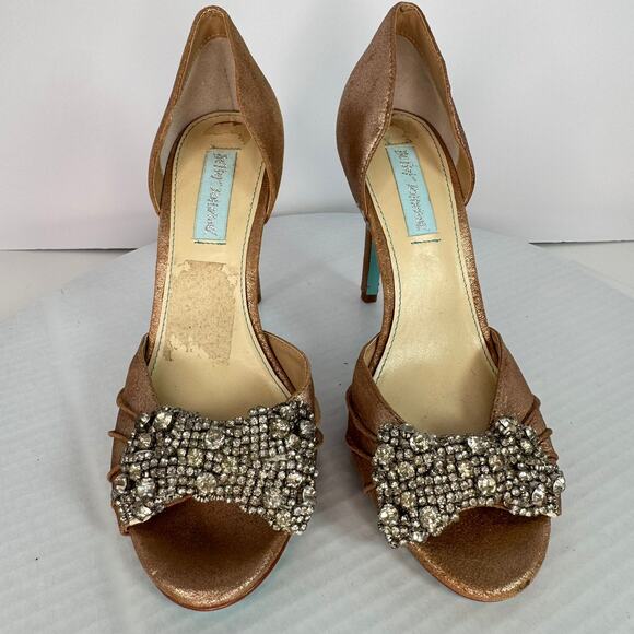 Blue by Betsey Johnson Crystal Rhinestone Stilettos Sz 7.5 PrincessCore Romantic - Picture 3 of 8